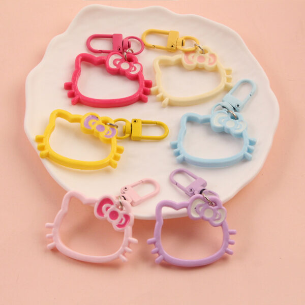 Cute Hollow Cat Head Keychain Snap Hook for Backpack Ornament