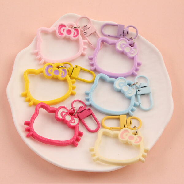 Cute Hollow Cat Head Keychain Snap Hook for Backpack Ornament