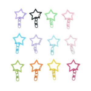O1CN019k4T1U1vhUJvi1VC8_!!2221568466204-0-cib Colorful Hollow Star Keychain Clasp, Swivel Lobster Clasp DIY Accessory