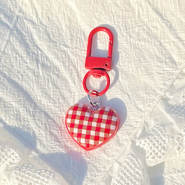 O1CN01CScDy92GmAH5ADMOb_!!2216064159057-0-cib Plaid Pattern Heart Keychain, Macaron‑Color Bag Charm Accessory