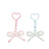 Cute Patterned Bow Keychain, Heart‑Shaped Spring Snap Bag Charm