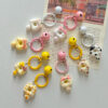 Cute Donut‑Cat Keychain with Bell Charm, Spring Snap Bag Pendant