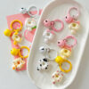 Cute Donut‑Cat Keychain with Bell Charm, Spring Snap Bag Pendant