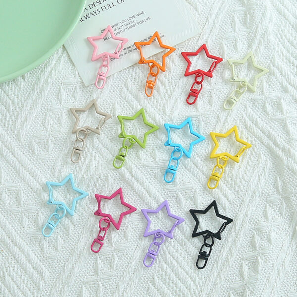 Colorful Hollow Star Keychain Clasp, Swivel Lobster Clasp DIY Accessory
