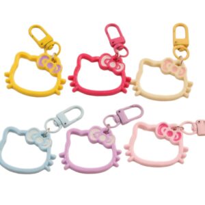 O1CN01koti4E20b8vDXGA68_!!2221276316867-0-cib Cute Hollow Cat Head Keychain Snap Hook for Backpack Ornament