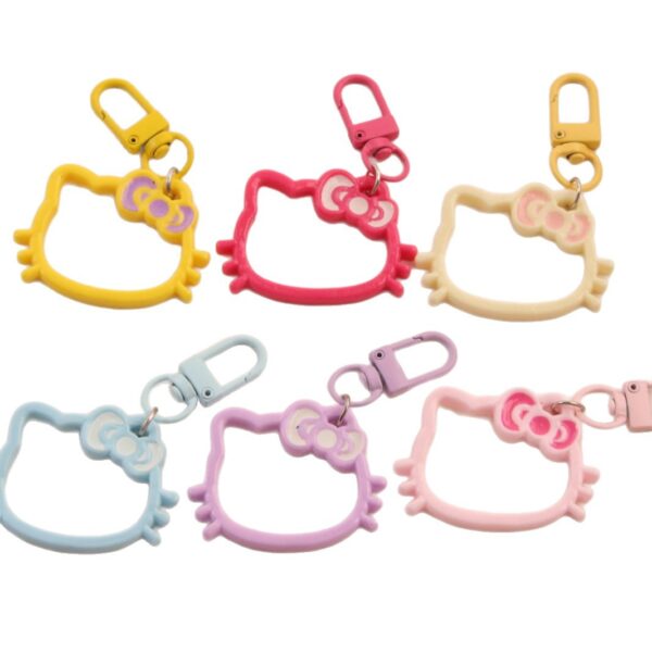 Cute Hollow Cat Head Keychain Snap Hook for Backpack Ornament