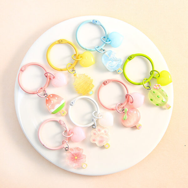 Sweet Ice‑Cream & Fruit Resin Key Ring, Decorative Handbag Accessory Charm